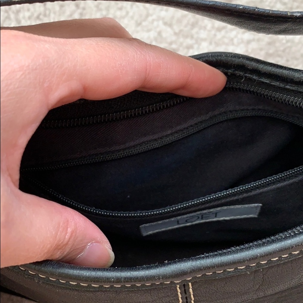 LOFT Black Leather Small Shoulder Purse - Picture 5 of 13